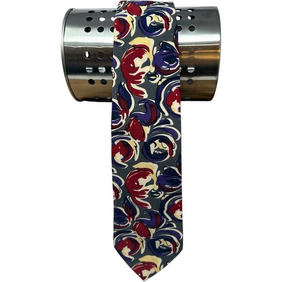 Gino Pompeii Mens Neck Tie 100% Silk Hand Made Abstract Floral Groovy 57x3.5 - Picture 1 of 8
